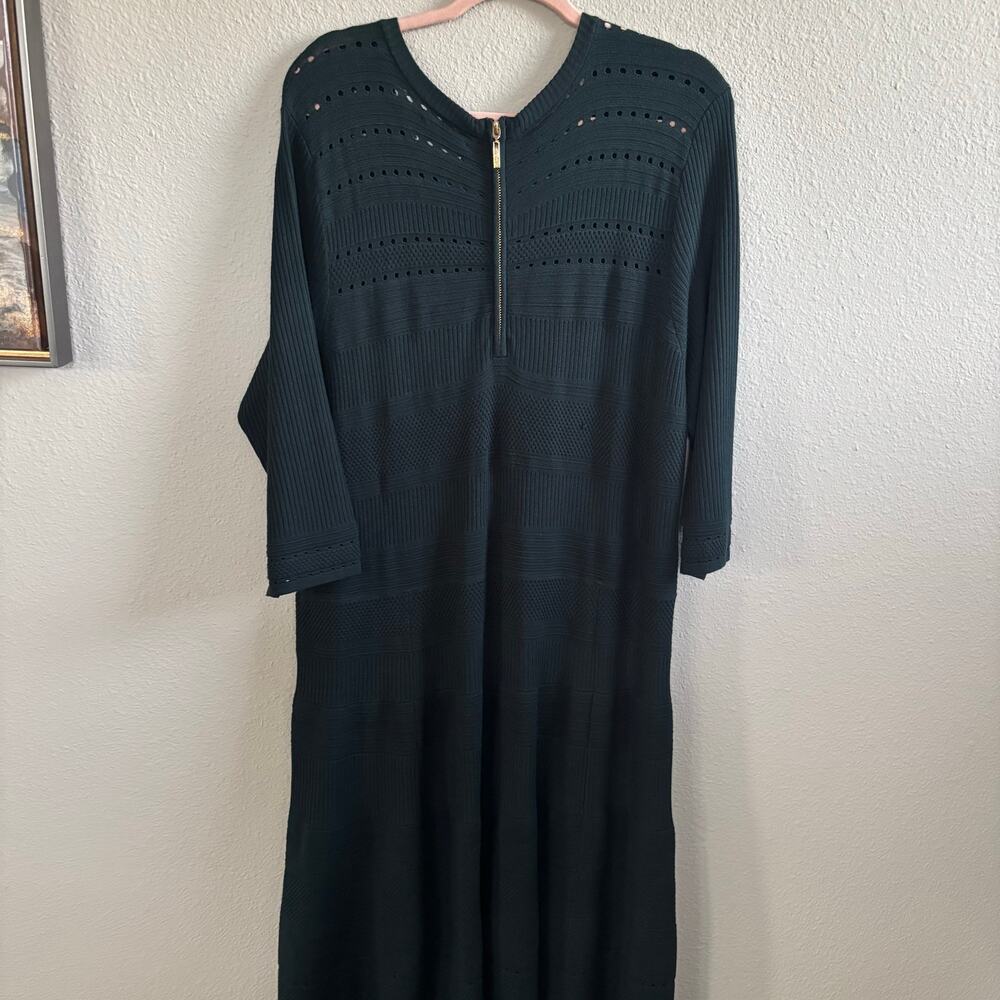 Eliza J Green Long Sleeve Sweater Dress Knee Length Exposed back zipper Sz 3XL - Picture 7 of 12